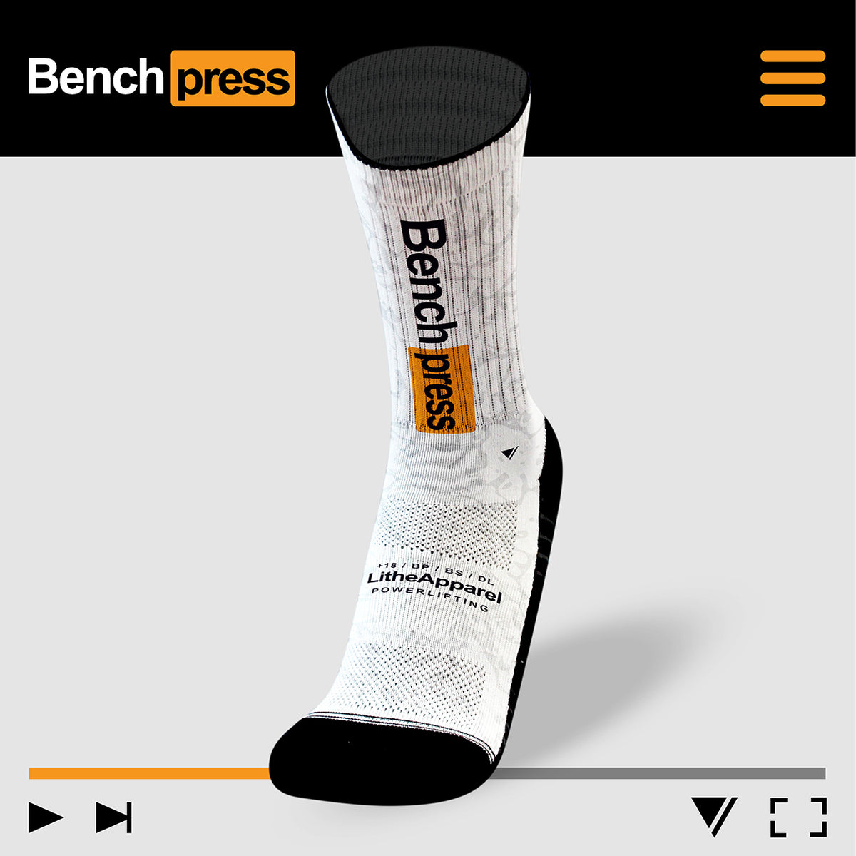 BENCH PRESS WHITE | POWERLIFTING RX SOCKS