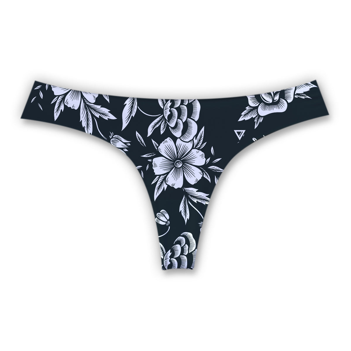 BLACK WHITE ROSES [WOMENS SEAMLESS THONG]