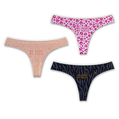 MY PUSSY MY RULES [WOMENS SEAMLESS THONG] PACK 3