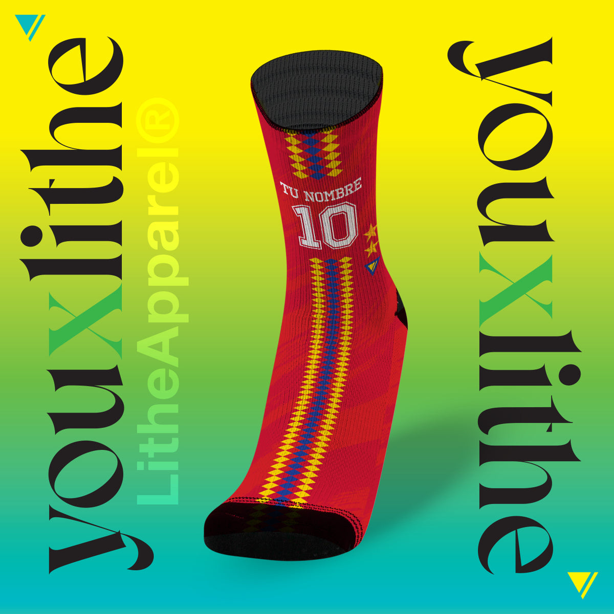 YOU X LITHE | CALCETINES PERSONALIZADOS | ESPAÑA '94 [ROJO]